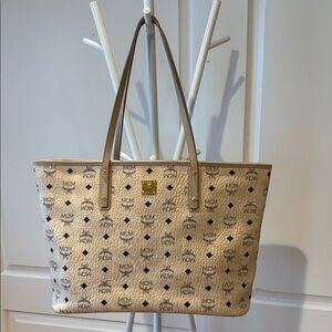 MCM Tan Monogram Tote Bag